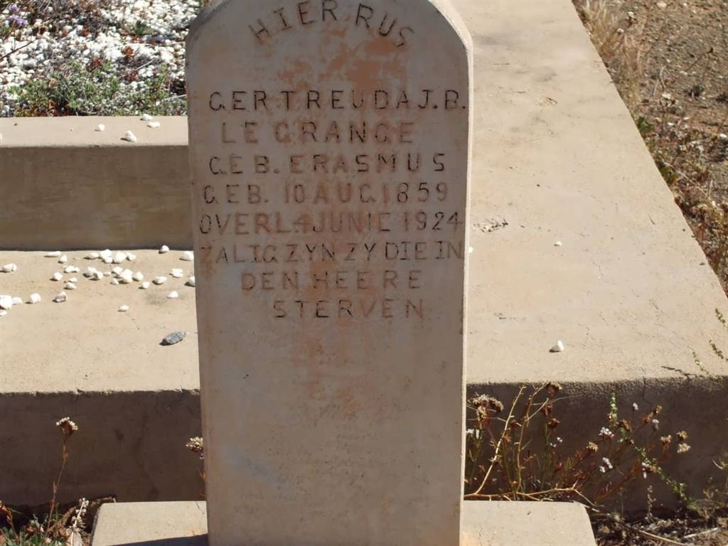 GRANGE Gertreuda J.B., le nee ERASMUS 1859-1924