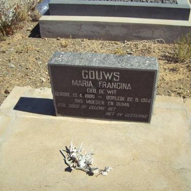 GOUWS Maria Francina nee DE WIT 1889-1964