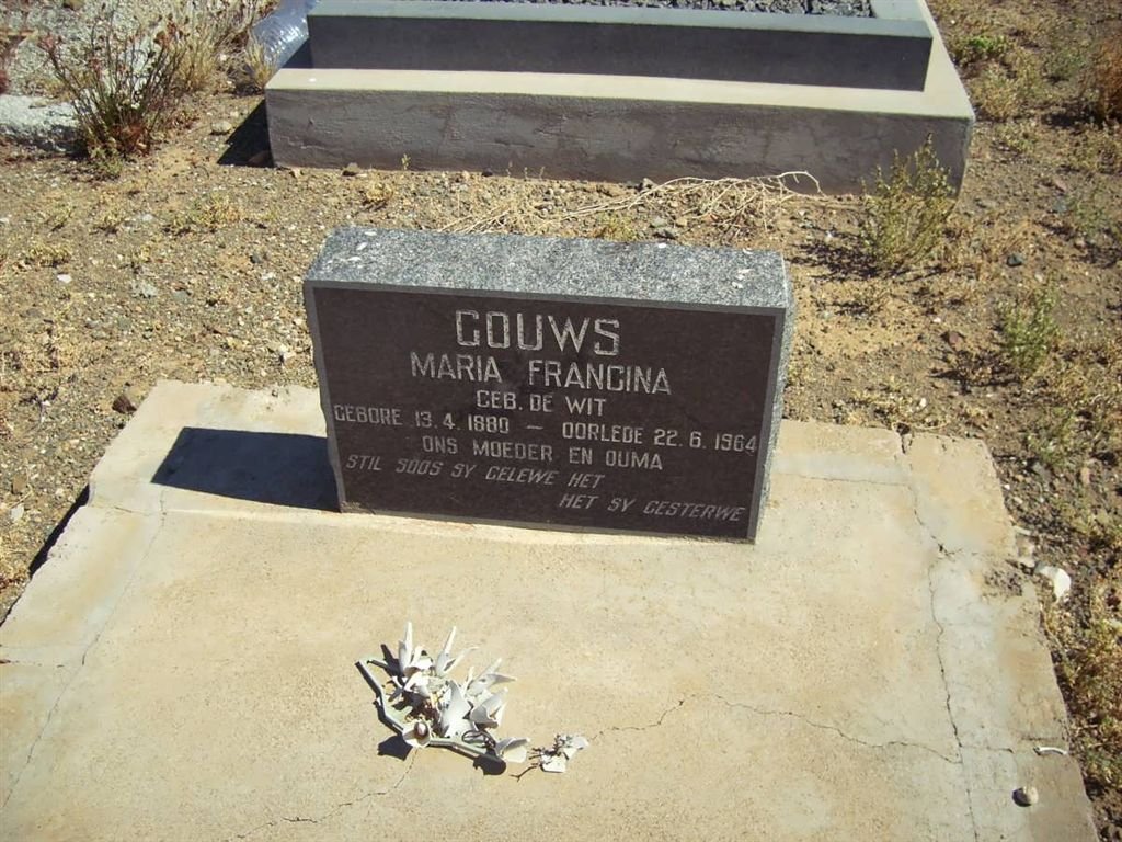 GOUWS Maria Francina nee DE WIT 1889-1964