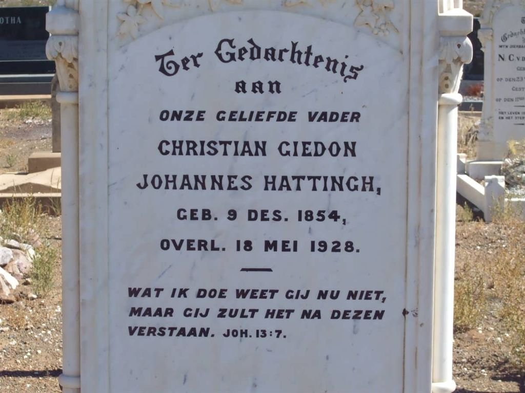 HATTINGH Christian Giedon Johannes 1854-1928