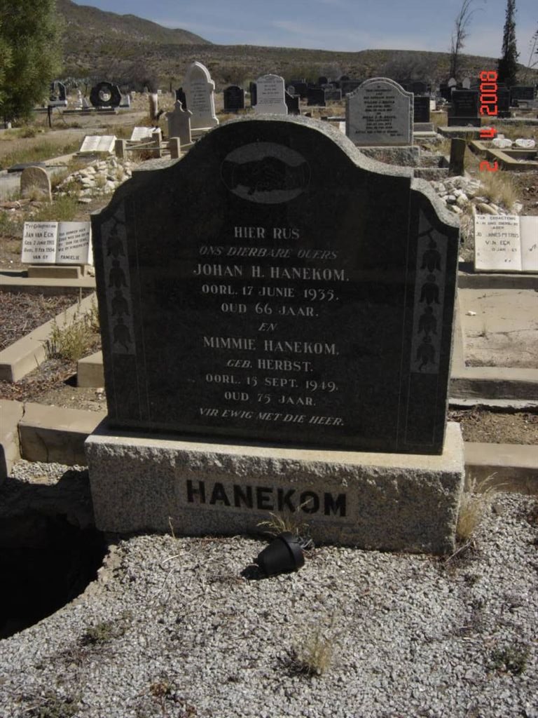 HANEKOM Johan H. -1935 &amp; Mimmie GERBST -1949