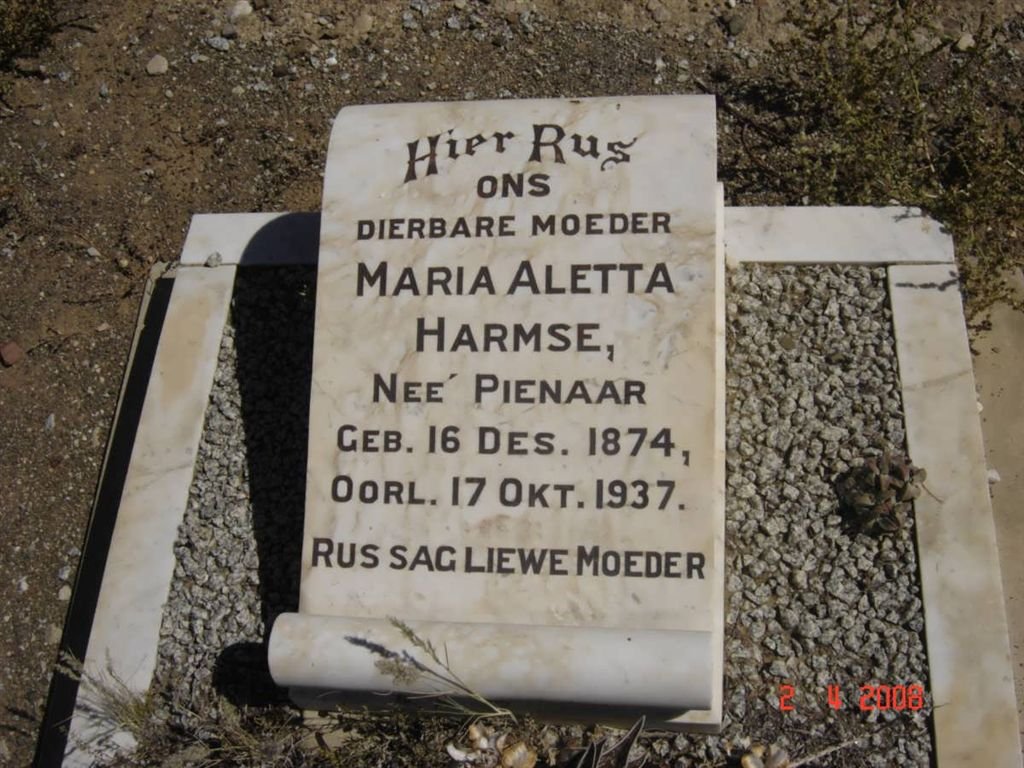 HARMSE Maria Aletta nee PIENAAR 1874-1937