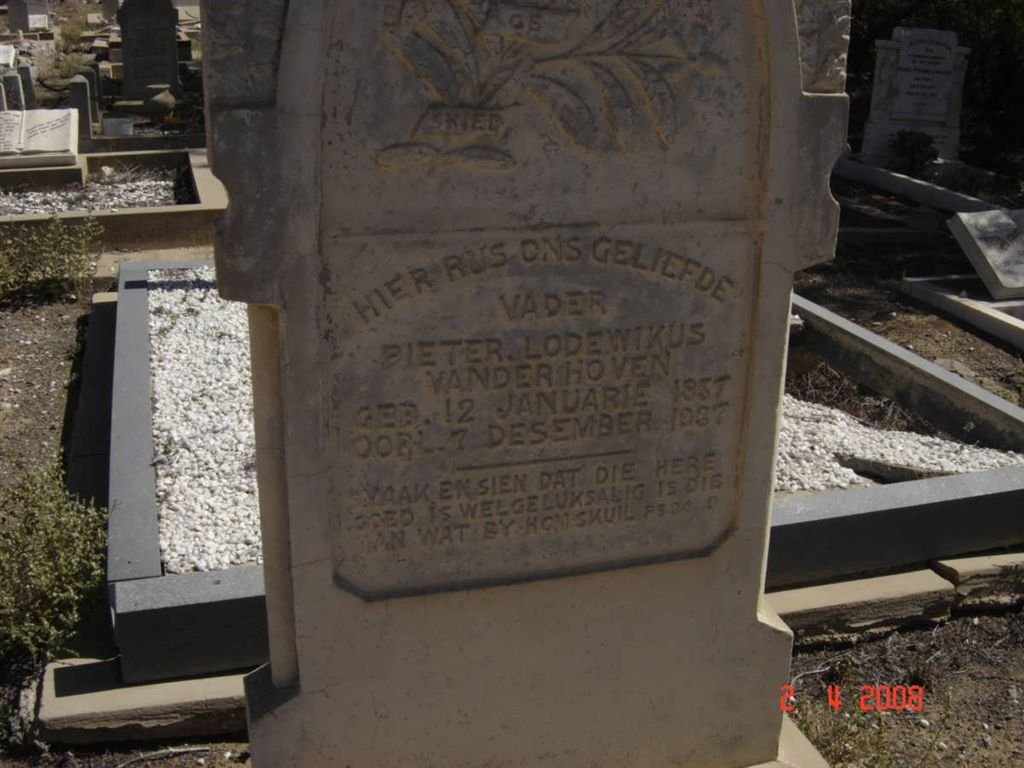 HOVEN Pieter Lodewikus, van der 1837-1937