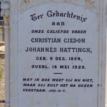 HATTINGH Christian Giedon Johannes 1854-1928
