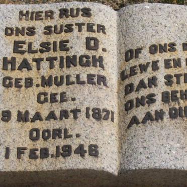 HATTINGH Elsie D. nee MULLER 1871-1946