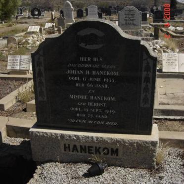 HANEKOM Johan H. -1935 &amp; Mimmie GERBST -1949