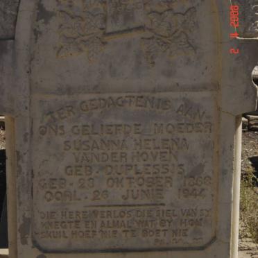 HOVEN Susanna Helena, van der nee DU PLESSIS 1862-1944