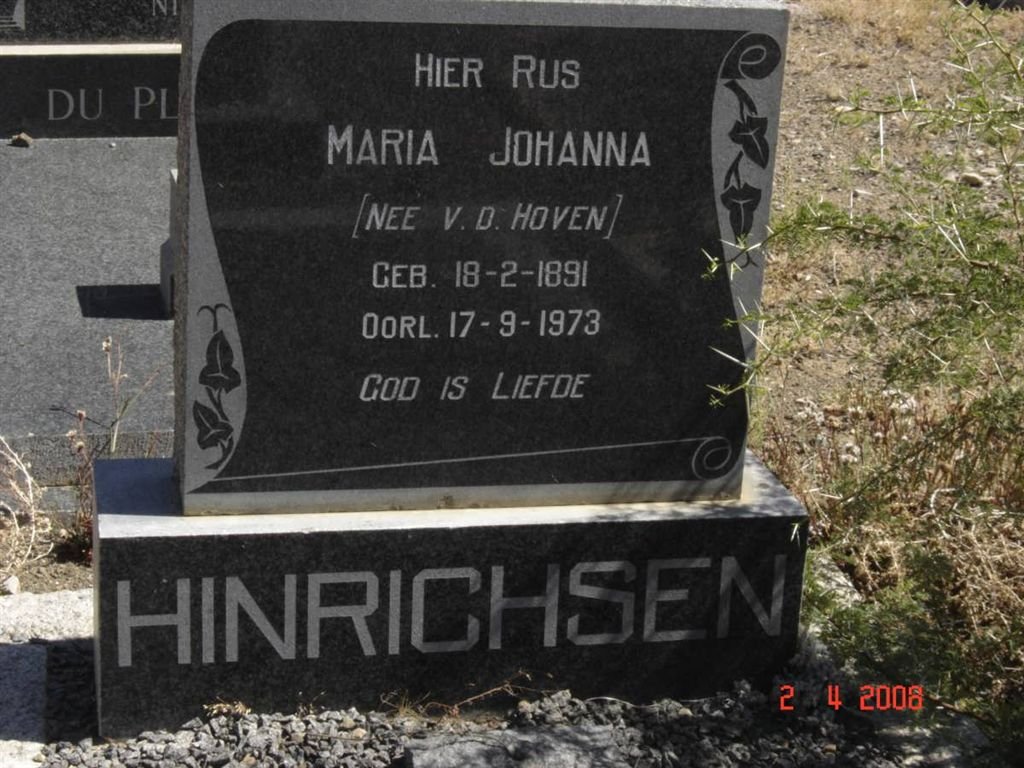 HINRICHSEN Maria Johanna nee V.D. HOVEN 1891-1973