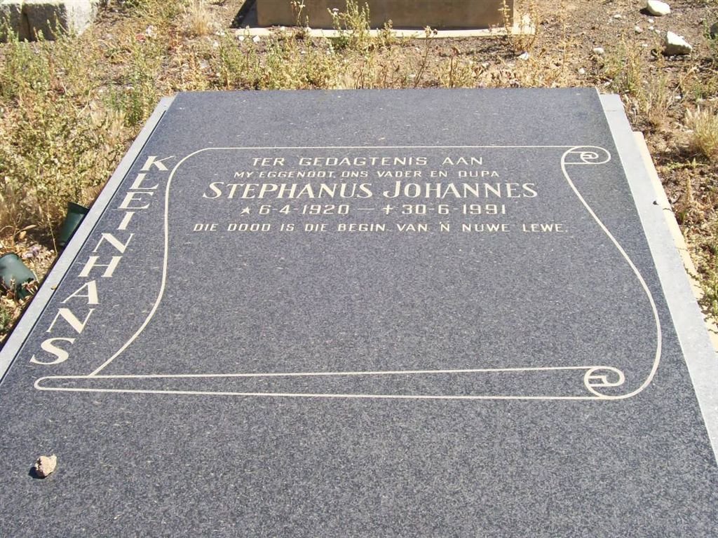KLEINHANS Stephanus Johannes 1920-1991