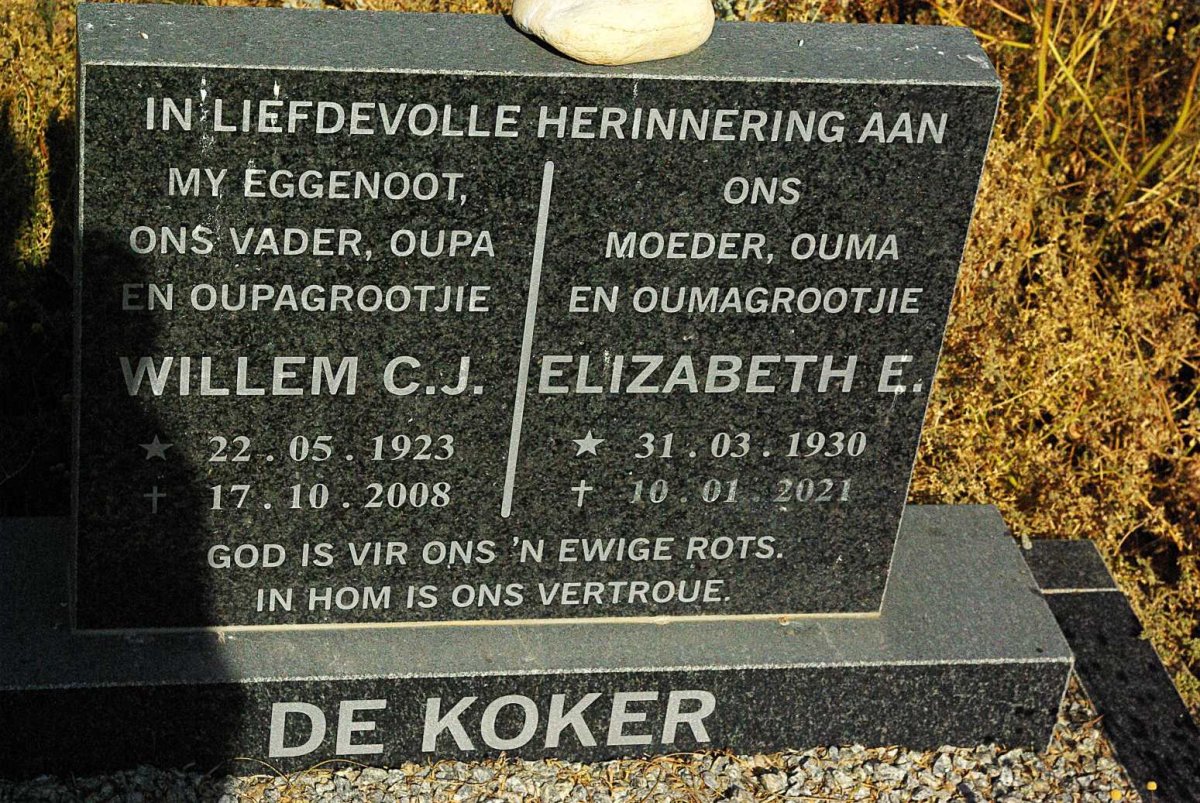 KOKER Willem C.J., de 1923-2008 & Elizabeth E. 1930-2021