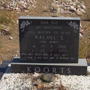 KOORTS Rachel S. nee DE WIT 1888-1973