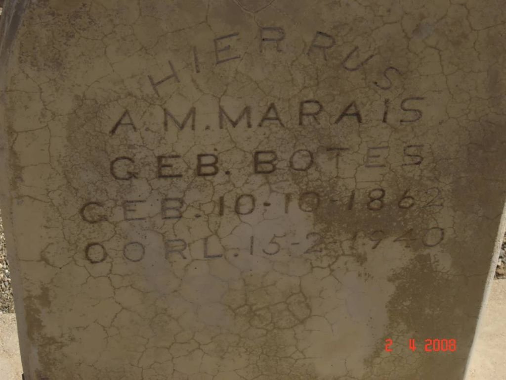 MARAIS A.M. nee BOTES 1862-1940