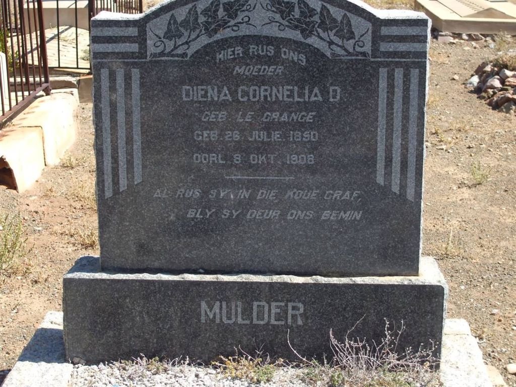 MULDER Diena Cornelia D. nee LE GRANGE 1850-1908