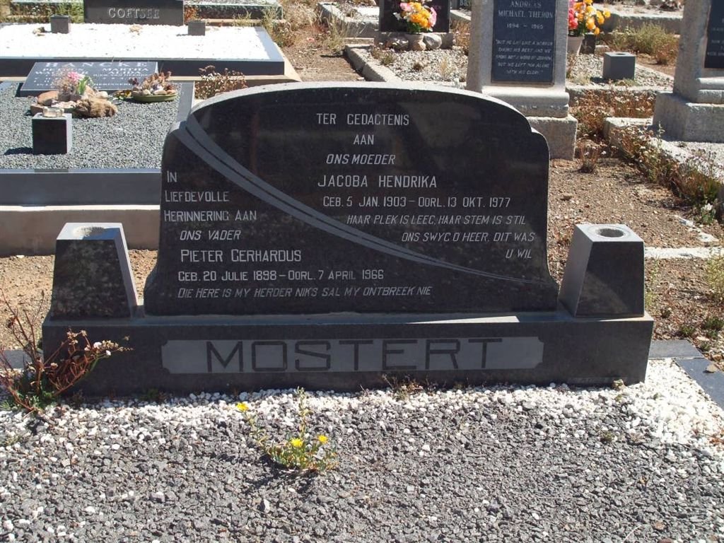 MOSTERT Pieter Gerhardus 1898-1966 &amp; Jacoba Hendrika 1903-1977