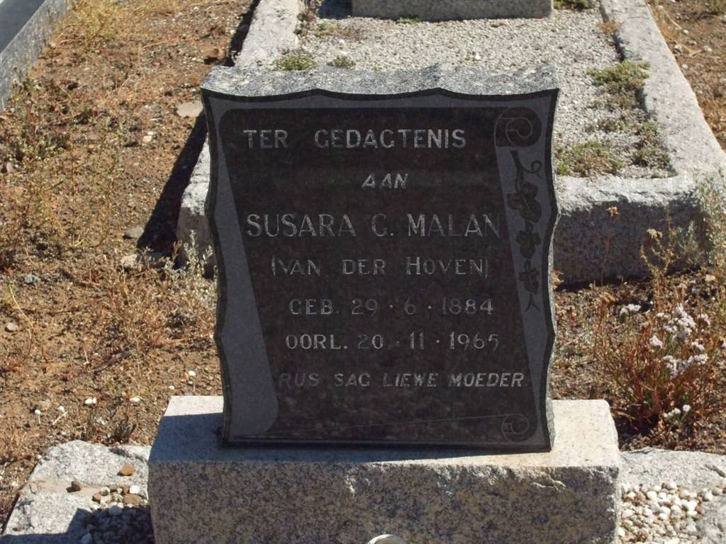 MALAN Susara C. nee VAN DER HOVEN 1884-1965