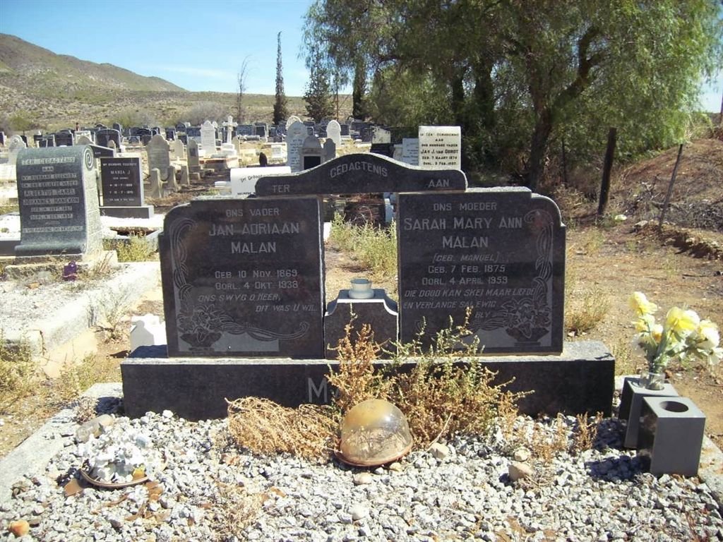 MALAN Jan Adriaan 1869-1938 &amp; Sarah Mary Ann MANUEL 1875-1959
