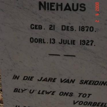 NIEHAUS Jacobus Abraham 1870-1927