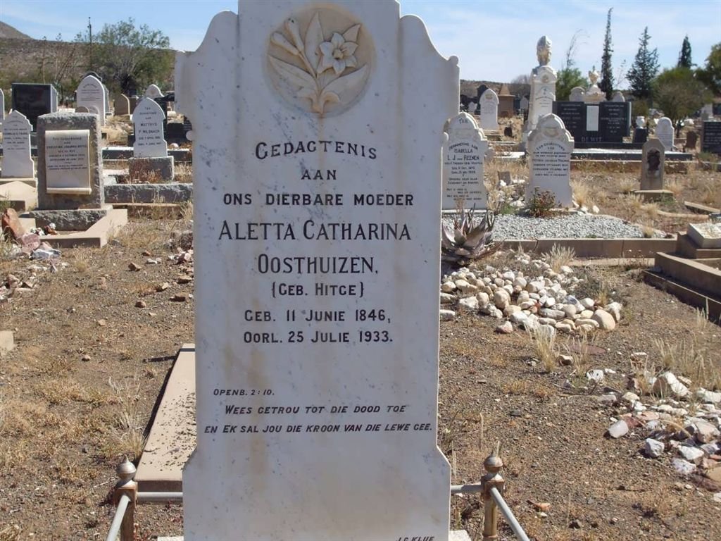 OOSTHUIZEN Aletta Catharina nee HITGE 1846-1933