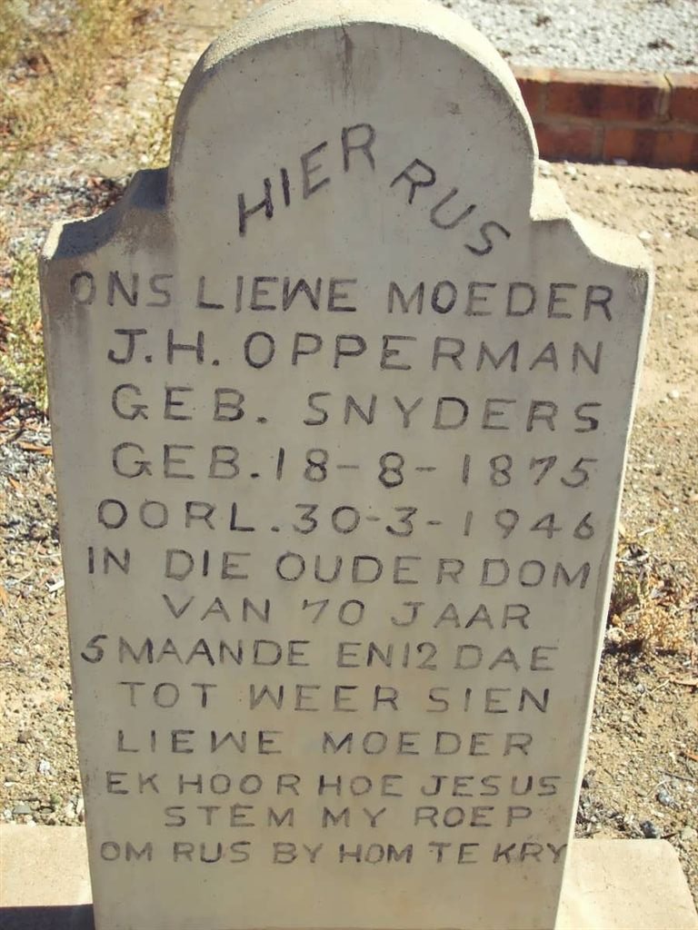 OPPERMAN J.H. nee SNYDERS 1875-1946