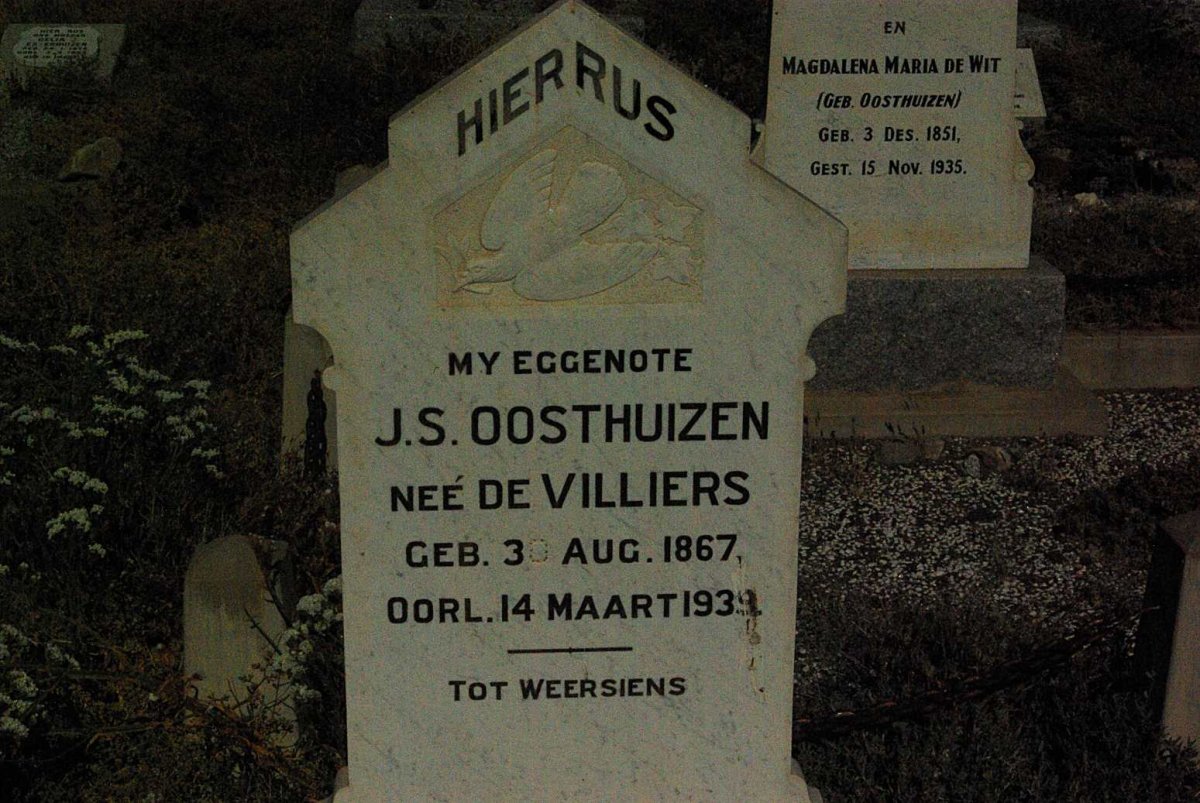 OOSTHUIZEN J.S. nee DE VILLIERS 1867-1939
