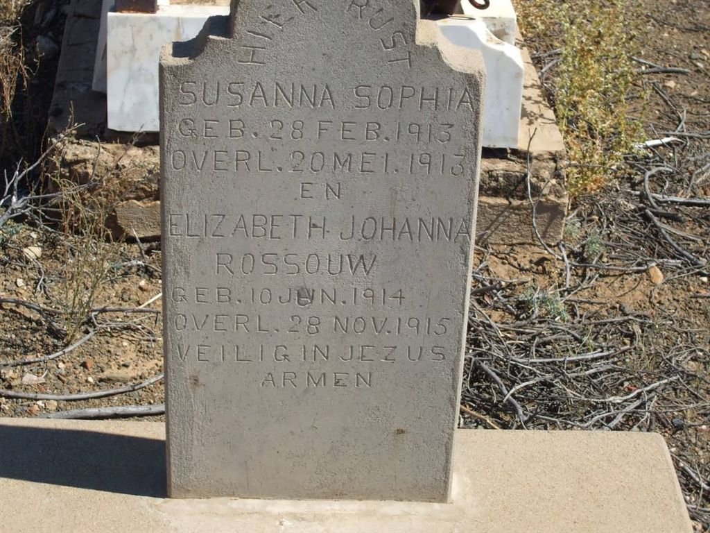 ROSSOUW Susanna Sophia 1913-1913 :: ROSSOUW Elizabeth Johanna 1914-1915