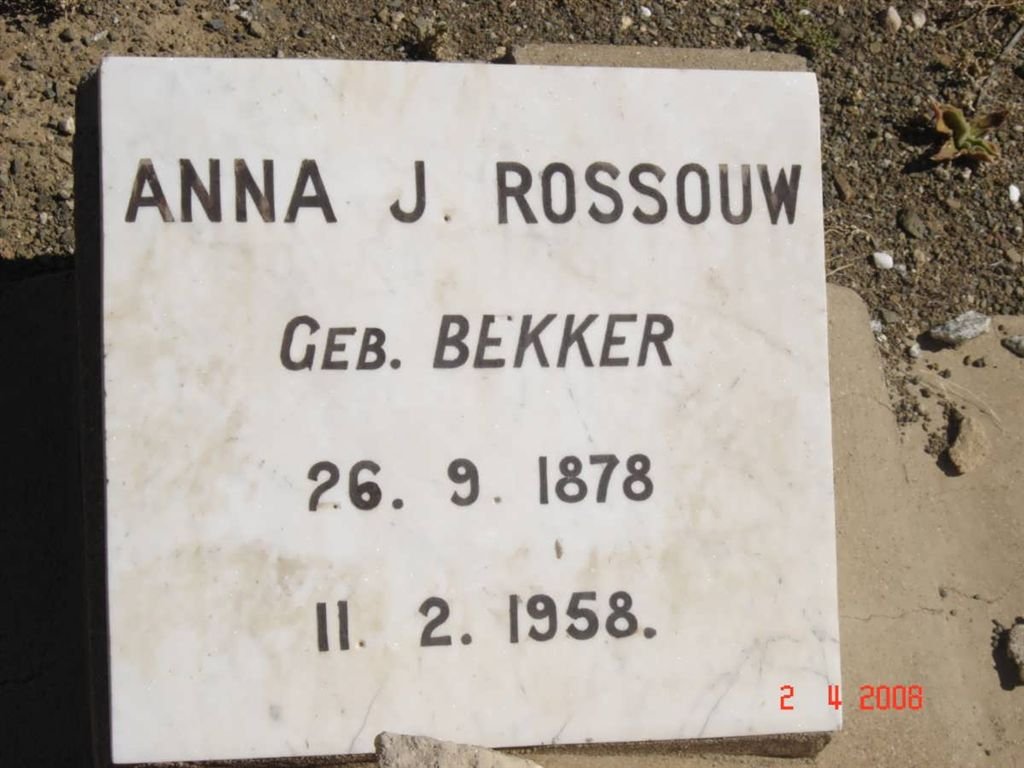 ROSSOUW Anna J. nee BEKKER 1878-1958