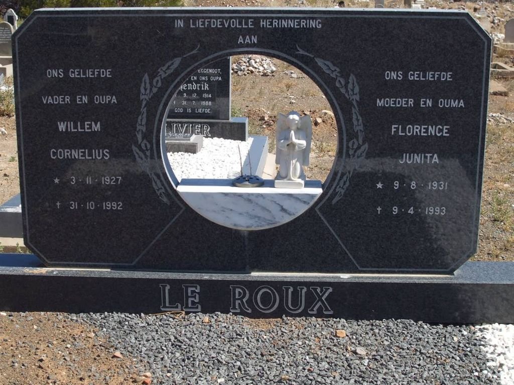 ROUX Willem Cornelius, le  1927-1992 &amp; Florence Junita 1931-1993