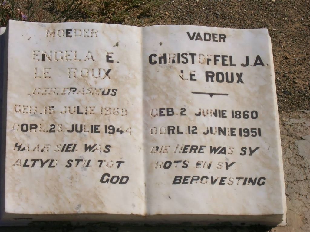 ROUX Christoffel J.A., le 1860-1951 &amp; Engela E. ERASMUS 1869-1944