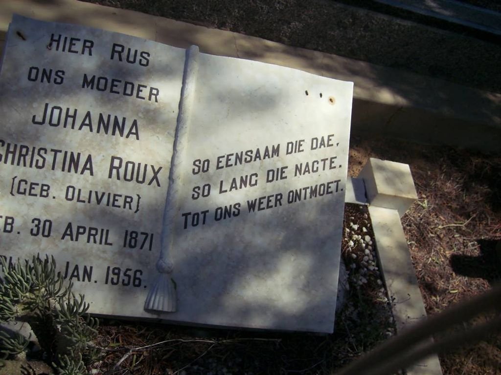 ROUX Johanna Christina nee OLIVIER 1871-1956