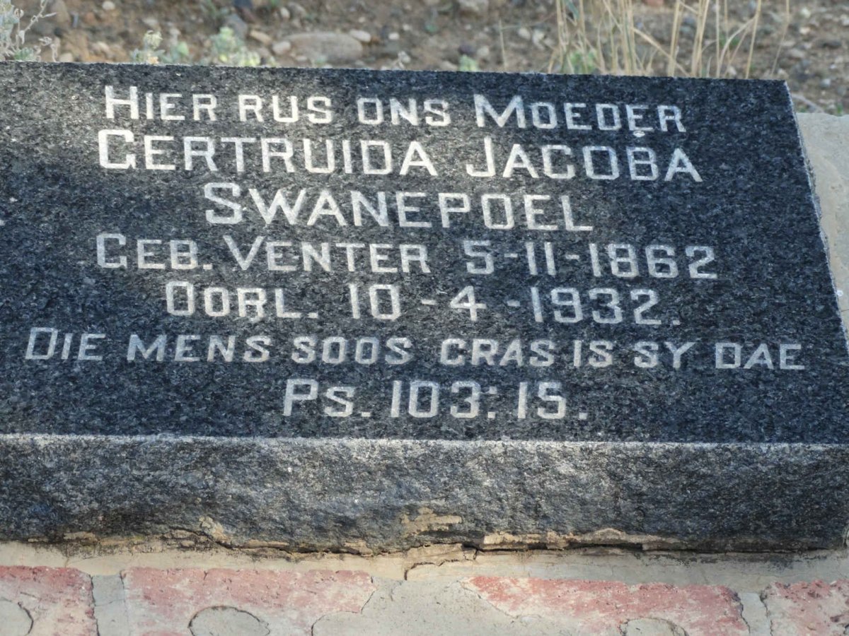 SWANEPOEL Gertruida Jacoba nee VENTER 1862-1932