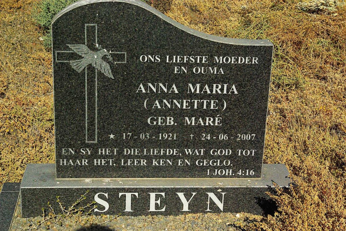 STEYN Anna Maria nee MARE 1921-2007