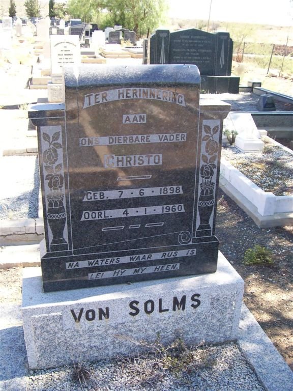 SOLMS Christo, van 1898-1960