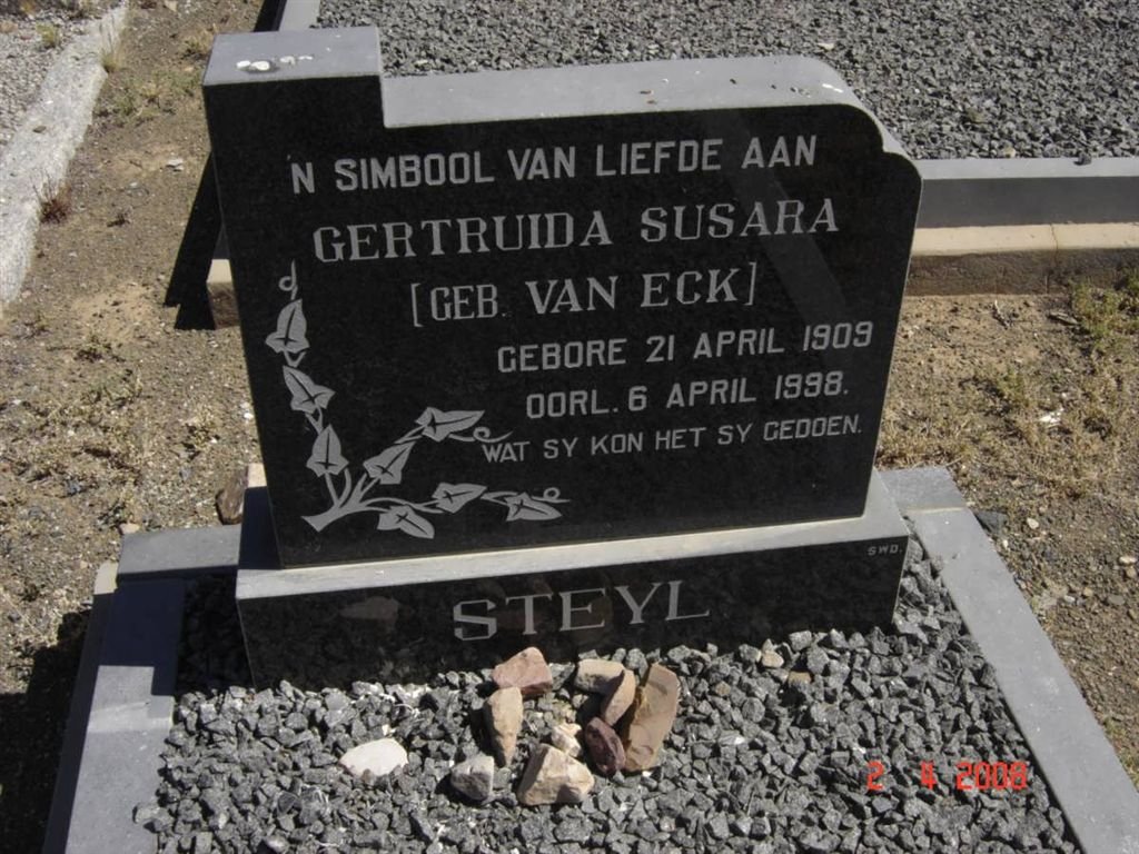 STEYL Gertruida Susara nee VAN ECK 1909-1998
