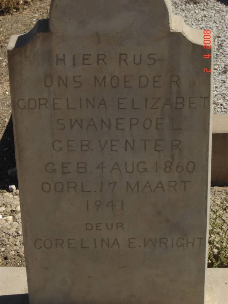 SWANEPOEL Corelina Elizabeth nee VENTER 1860-1941