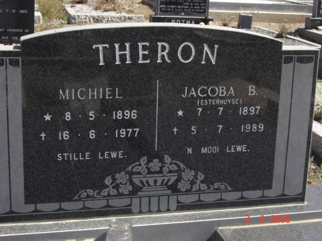 THERON Michiel 1896-1977 &amp; Jacoba B. ESTERHUYSE 1897-1989