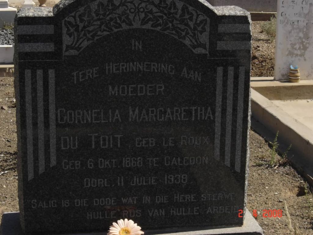 TOIT Cornelia Margaretha, du nee LE ROUX 1868-1938
