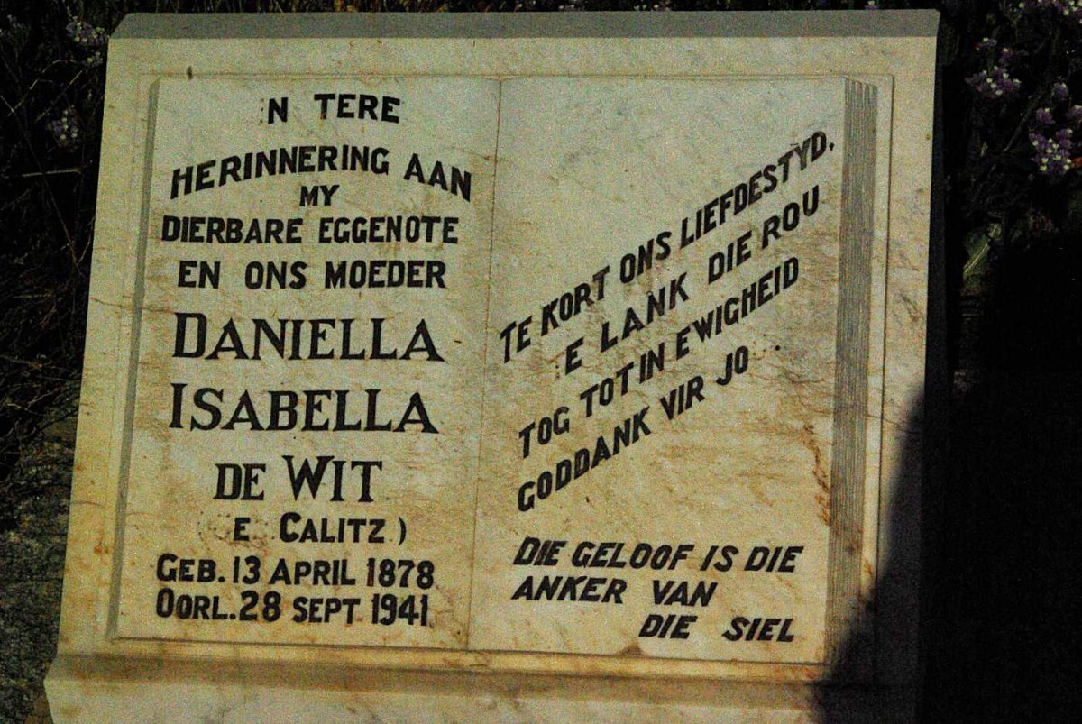 WIT Daniella Isabella, de nee CALITZ 1878-1941