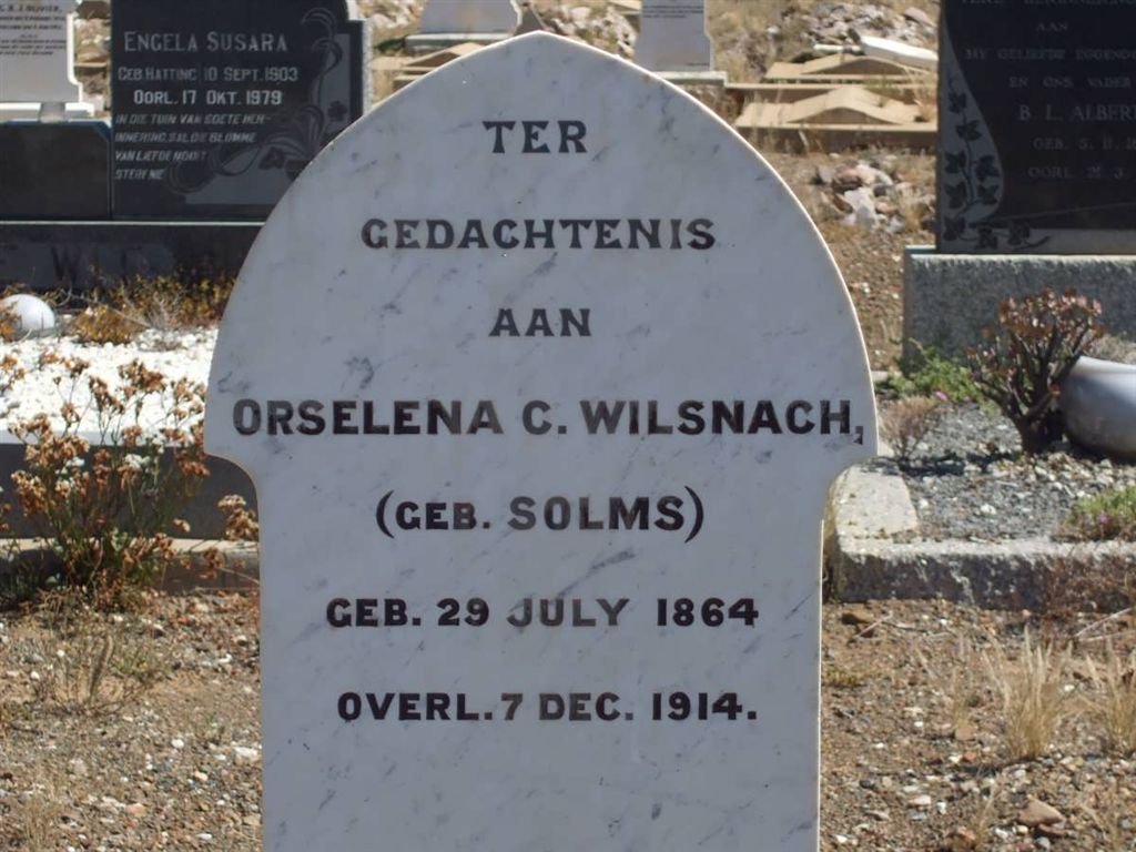 WILSNACH Orselena C. nee SOLMS 1864-1914