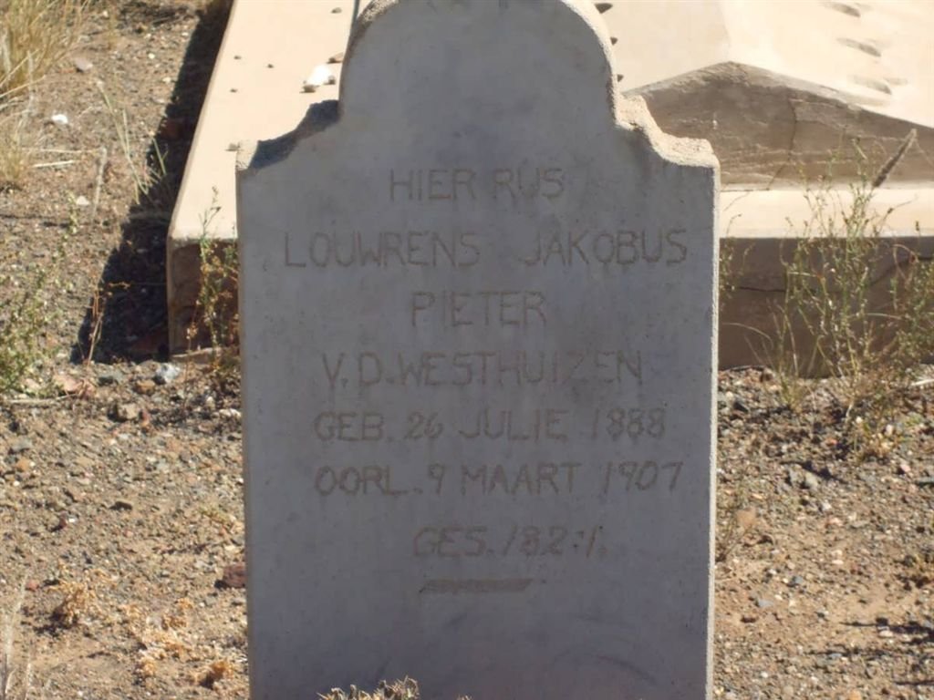 WESTHUIZEN Louwrens Jakobus Pieter, v. d. 1888-1907