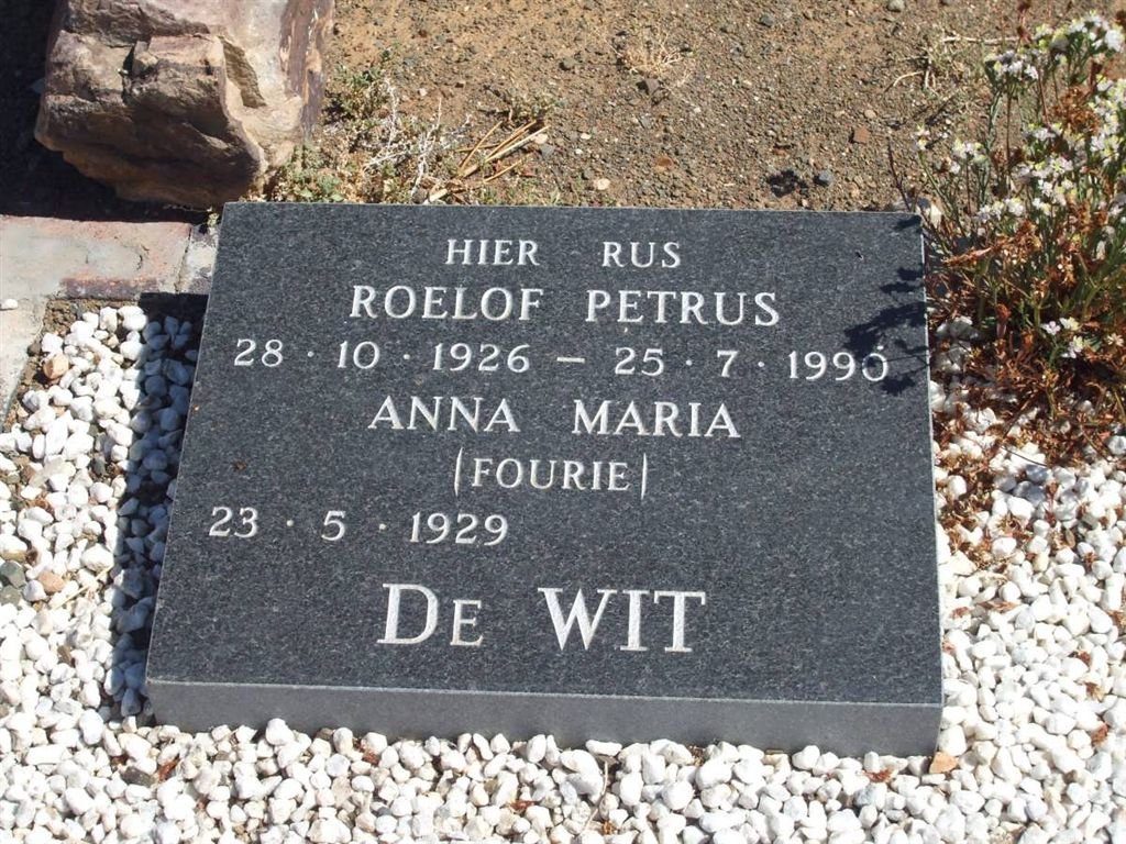 WIT Roelof Petrus, de 1926-1990 &amp; Anna Maria FOURIE 1929-