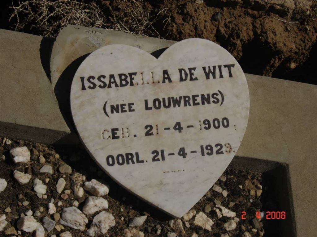 WIT Issabella, de nee LOUWRENS 1900-1929