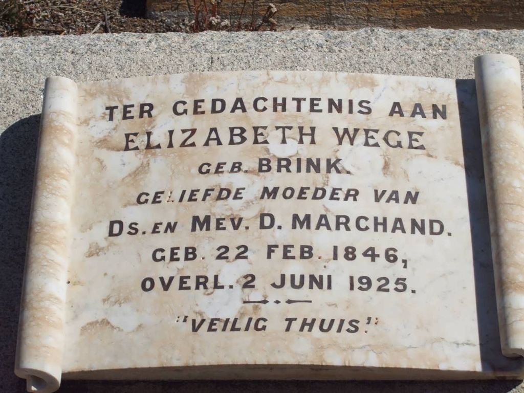 WEGE Elizabeth nee BRINK 1846-1925