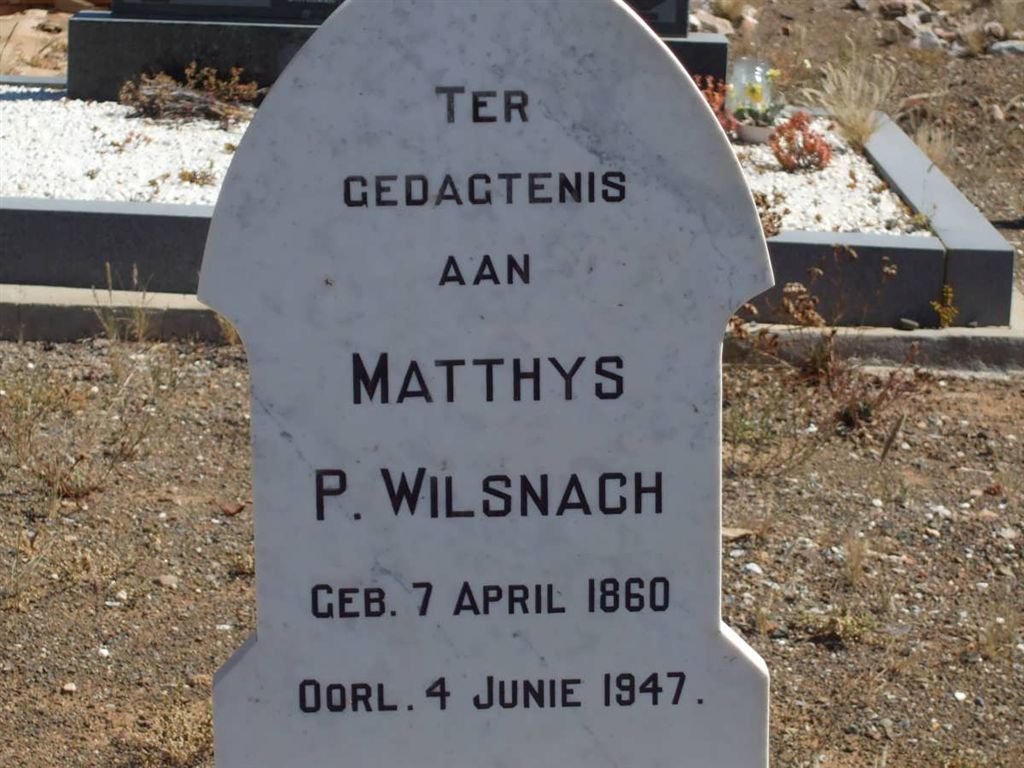 WILSNACH Matthys P. 1860-1947
