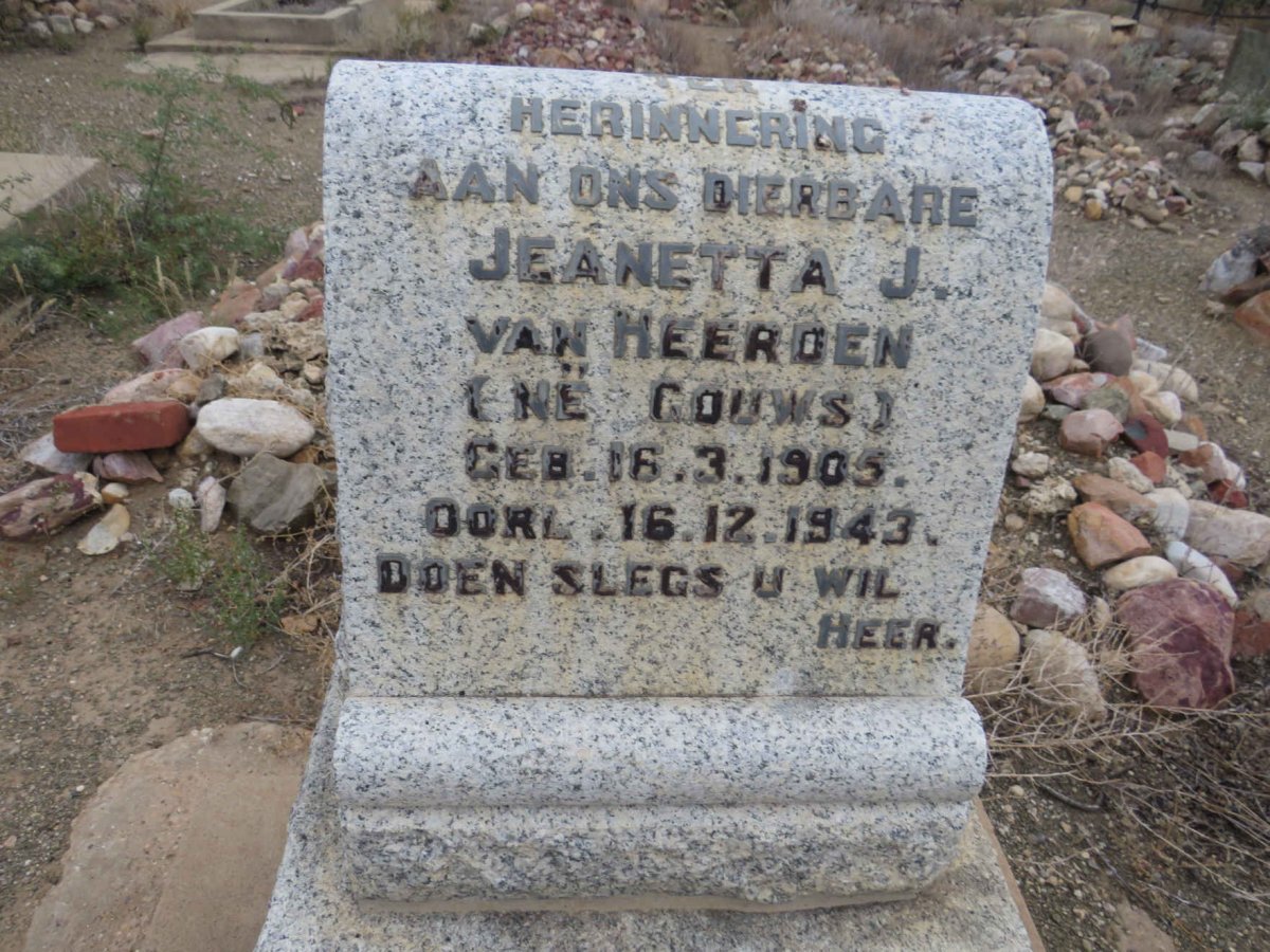 HEERDEN Jeanetta J., van nee GOUWS 1905-1943