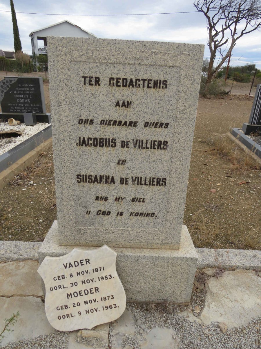 VILLIERS Jacobus, de 1871-1953 &amp; Susanna 1873-1963