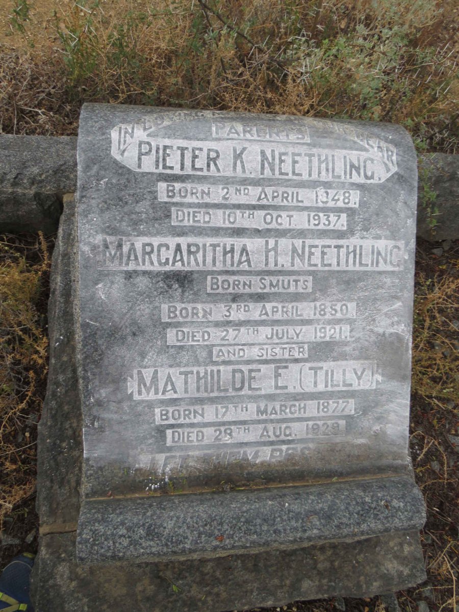 NEETHLING Pieter K. 1848-1937 &amp; Margaritha H. SMUTS 1850-1921 :: NEETHLING Mathilda E. 1877-1929