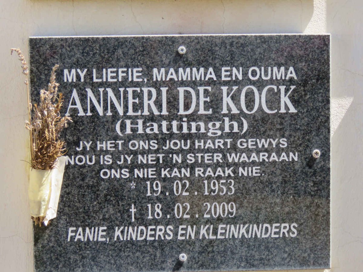 KOCK Anneri, de nee HATTINGH 1953-2009