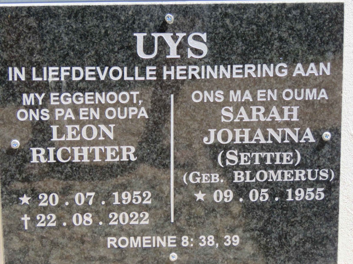 RICHTER Leon 1952-2022 & Sarah Johanna BLOMERUS 1955-