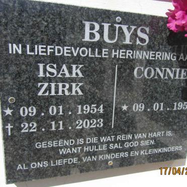 BUYS Izak Zirk 1954-2023 & Connie 1955-