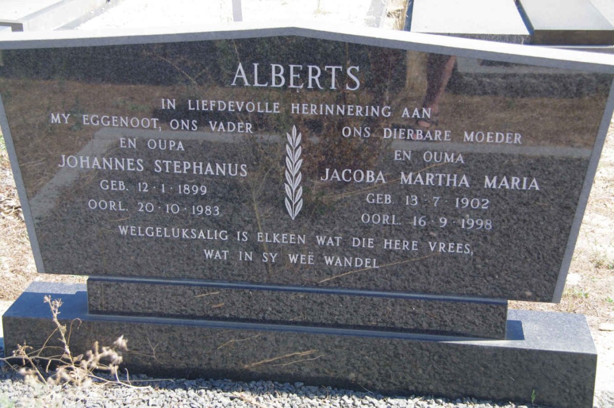 ALBERTS Johannes Stephanus 1899-1983 &amp; Jacoba Martha Maria 1902-1998